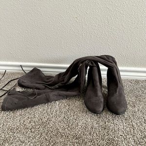 Catherine Malandrino Suede Over-The-Knee Boots, Grey, Size 10